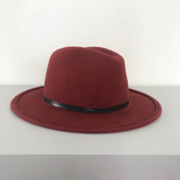 Forever 21 Burgundy Red Wool Wide Brim Hat - Picture 2 of 6
